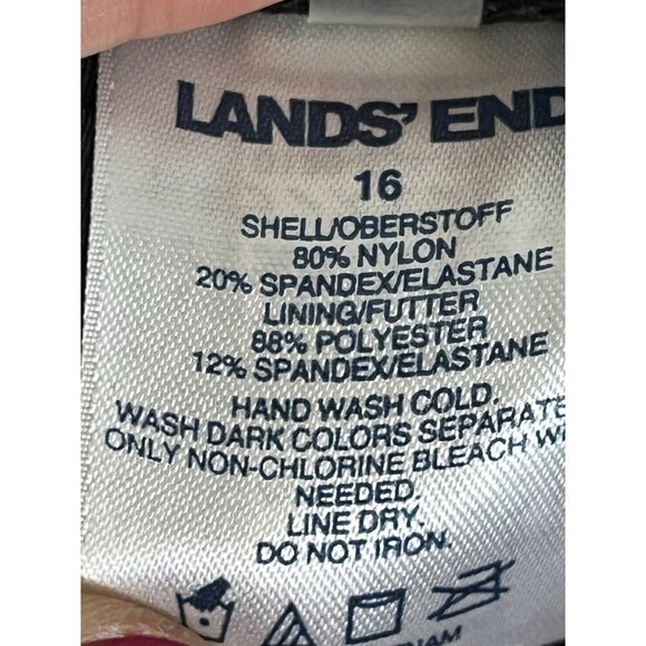 Lands End Tankini Floral Swim Skirt 18 Black Neutral Resort Preppy Classic Chic - Picture 3 of 10